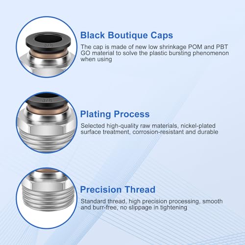 12 Pcs Push to Connect Fittings 3/8 Inch Tube OD x 1/2 Inch NPT Thread Pneumatic Male Straight and Elbow Quick Connect Air line fittings - size: 3/8"OD x 1/2"NPT