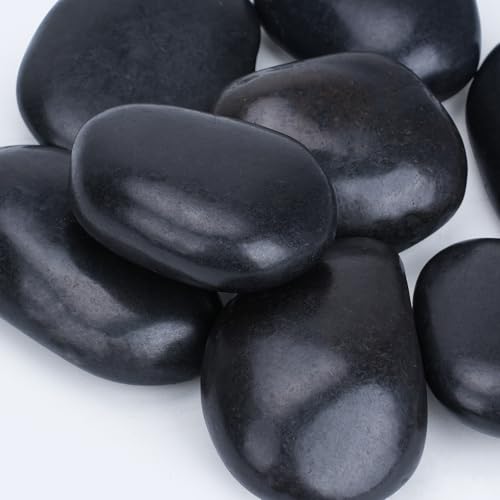 Pulovin 20 lbs Black Stones for Plants Indoor, 3-4 Inch Decorative River Rocks for Plants, Flower Pots, Vase, Polished Garden Stones for Outdoor Landscaping, Walkways, Yard - color: Black 3-4 Inch