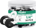 OURU 30pcs 1/4 Inch Stainless Steel Rubber Coated Cushioned Insulated Cable Clamps,Automotive Pipe Metal Clamps for Tube,Lines,Wire Cord Installation(Black,6mm) - size: 30pcs - 1/4"