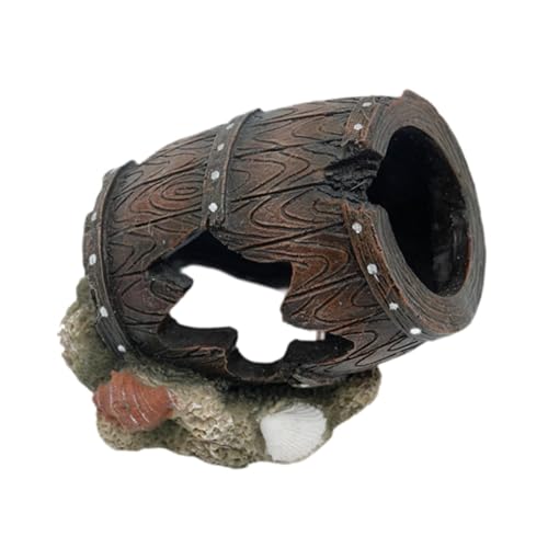 Fish Tank Decoration Rock Cave House Landscaping Figurine Aquarium Hideaway Barrel Fish Tank Ornament Barrel
