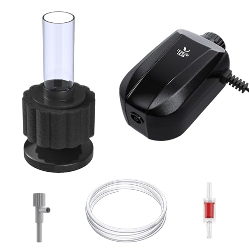 Uniclife Aquarium Air Pump, Adjustable Quiet Oxygen Pump for Fish Tanks, Airline Tubing & Accessories - size: For 5-30 Gallon Tank