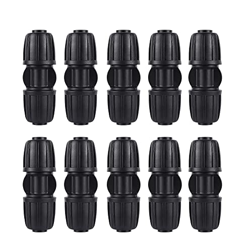 10 Pack 1/2 Inch Drip Irrigation Coupling Connectors (1/2" ID x 0.65" OD) - 1/2'' Drip Line Anti-Drop Barbed Locked Straight Connectors for 1/2 Inch Drip Tubing Garden Irrigation System - size: 1/2 inch Coupling