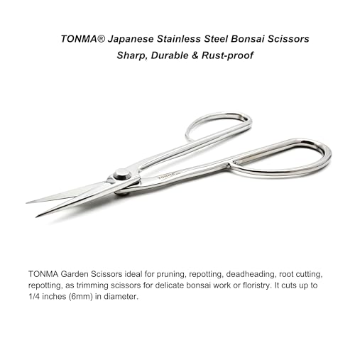 TONMA Satsuki Bonsai Scissors [Made in Japan] Professional 8.5 inch Garden Bonsai Tools Japanese Stainless Steel Hasami Pruning Scissors with Micro Serrated, Mirror Finish Process - style: Satsuki Bonsai Scissors