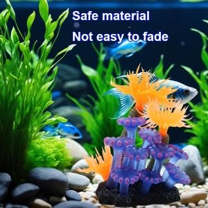 TOPINCN Artificial, Simulation Plant Luminous Silicone Sea Anemone for Fish Landscape Decoration Aquarium Ornaments(2.4 * 2.0 * 3.1inch)