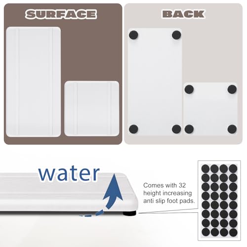 4PCS Stone Drying Trays for Bathroom Sink, Water Absorbing Stone Tray, Water Absorbent Diatomaceous Earth Tray and Coaster, Diatomite Soap Dish, Drying Stones Soap Trays for Kitchen Counter - color: White 2stripes