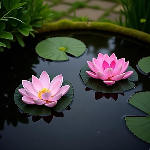4 Pcs Artificial Water Lily Foam Lotus Flower Pond Decor for Pond Patio Garden Pool Garden Creative Accessories Artificial Plants and Flowers