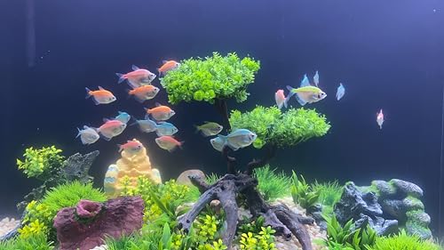 25Pcs Artificial Aquarium Tree & Plants Set - Green Fake Aquatic Plants for Aquarium Decorations