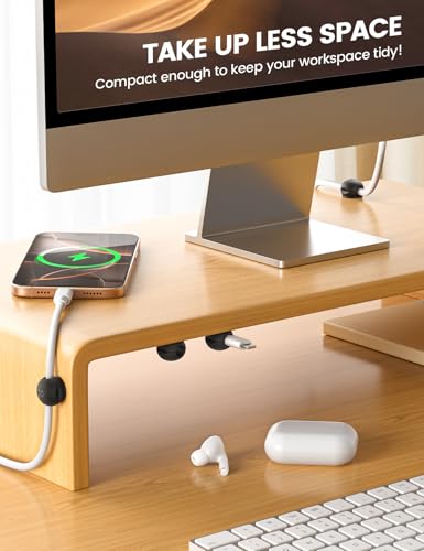 Lamicall 8Pack Magnetic Cord Organizer Clips - [Mini-Soft Silicone] Cable Management for Phone Charger Cord, Durable Adhesive Cable Holder for Desk Nightstand, Home Office Organizer Gadget Accessories - size: 8Pack - Silicone Magnetic