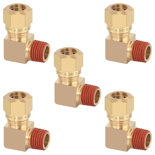 5PCS Air Brake Nylon Tubing Brass 90 Degree Union Elbow Joint DOT Approved 3/8" Tube OD x 1/4" NPT Thread Air Line Adapter Air Suspension Kit for Truck Trailers and Air Brake System - size: 3/8" OD x 1/4" NPT, style: 90°NPT Thread Elbows-5PCS