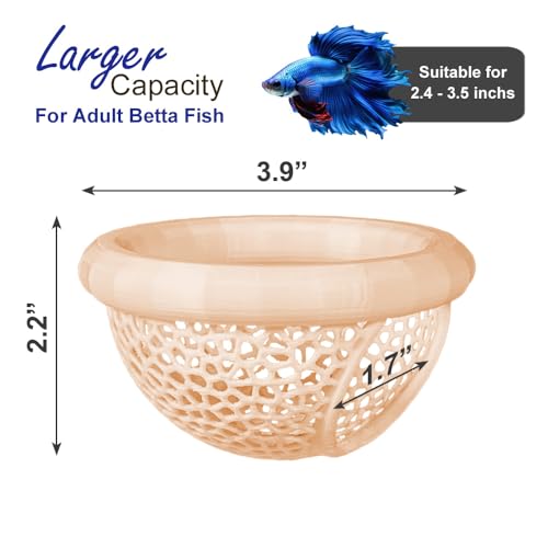 Floating Betta Hammock with Suction Cup, Shrimp Cave, Betta Fish Feeding Rings,3D Printed Aquarium Decor (Sand, Large) - color: Sand, size: Large