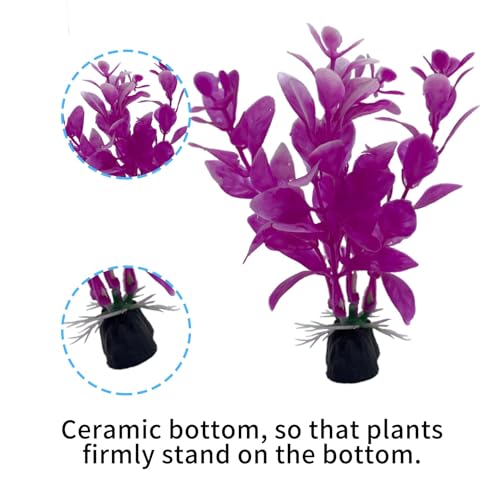 PINVNBY Aquarium Coral Reef Decor Resin Fish Tank Decorations Rock Mountain Cave Ornaments for Goldfish Betta Fish Sleep Rest Hide Play Breed with 4 PCS Aquatic Plants (Small Size) - size: M-4 PCS water plants