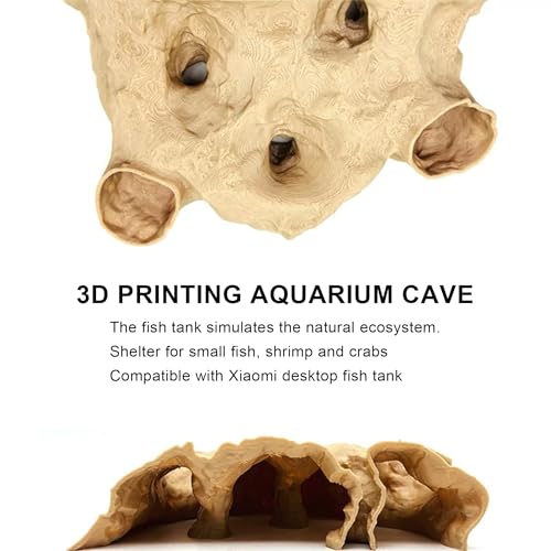 LIYAOLI 3D Printed Aquarium Cave Tunnel with Viewing Ports | Fish Tank Decor Hideout for Pleco,Fish Shrimp and Betta & Corydoras with Multiple Caves for Fish Tank Aquascape Decoration (M - Sand Color) - color: M - Sand Color