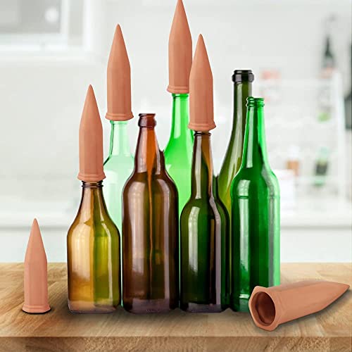Tcamp 20 Pack Terracotta Watering Spikes, Plant Watering Devices Wine Bottle Automatic Plant Self Watering Spikes for Vacations, Self-Watering Stakes for Indoor Outdoor Plants - size: 20 Pack