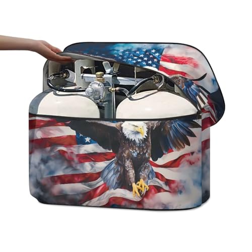 American Flag Eagle RV Propane Tank Cover Weather Resistant Gas Cylinder Cover Dustproof Camper Propane Tank Cover Camper Accessories Washable - color: American Flag Eagle, size: Small-Double 20LB
