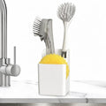 Spacewiser TidyNook Silicone Sink Caddy - Sponge Holder for Kitchen Sink, Dish Brush Holder, Fits Scrub Daddy Sponges, Scrub Mommy, and all Dish Sponges, Compact Kitchen Sinks Organizer Caddy, No Rust - color: White