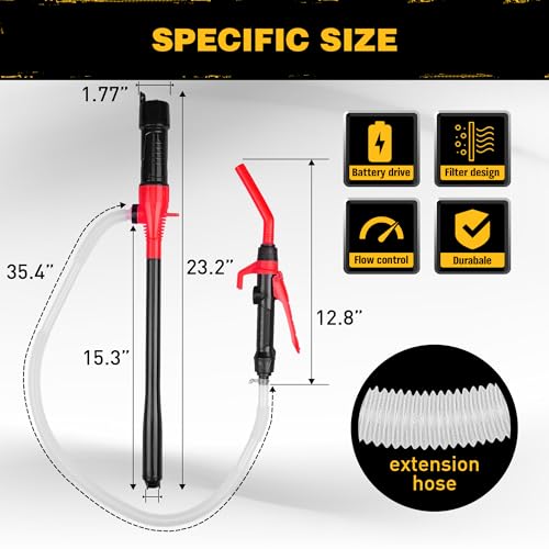 ELEAD Portable Battery Powered Pump - Red Electric Fuel/Water Transfer Pump 2.4 GPM, Liquid Siphon Pump with Adjustable Flow Control, Gas Pump with Filter Design, Gas Can Pump Ideal - size: Portable Battery Powered Siphon Pump