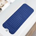 TEESHLY Bath Tub and Shower Mats, Non-Slip 39 x 16 Inch Extra Long Bathtub Mat, Machine Washable BathMat with Drain Holes, Suction Cups for Bathroom (Opaque Navy Blue) - color: Opaque Navy Blue