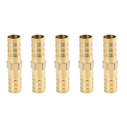 X AUTOHAUX 10mm Brass Barb Hose Fitting Straight Union Connector for Air Water Gas Oil 5pcs - size: 10mm