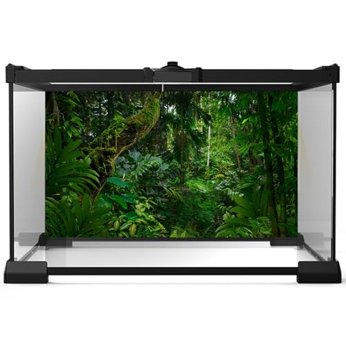 2 Packs Tropical Rainforest Aquarium Background Fantasy Forest Fish Tank Background Jungle Style Mushrooms Reptile Tank Backgrounds Stream Lake Green Leaves Reptile Enclosure Backgrounds 24x16in - color: Green_Blue, size: 24(W)x16(H)inches/ 60(W)*40cm(H)