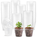 BTPLASTIK 200 Pack 2.5 Inch Clear Nursery Pots with Drainage Hole, Transparent Seed Starter Pots, Sturdy Plastic Plant Pot for Planting Seedlings Vegetables Herbs, Gardening Gifts - size: 2.5 Inch-200P