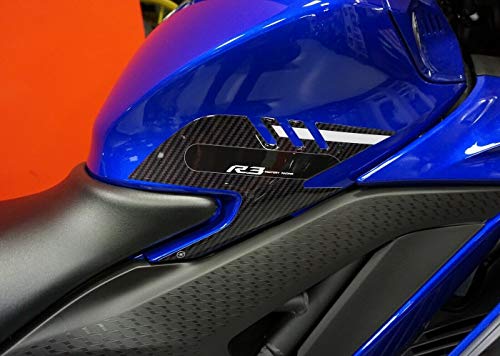 labelbike - 3D Stickers Motorcycle Tank Sides Protection and Decoration in Resin Compatible with Yamaha R3 2019-2025 - size: Tank side
