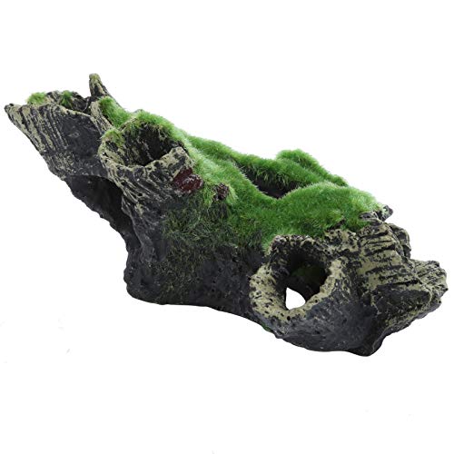 Aquarium Decor Fish Ornament, Artificial Dead Wood Cave Shelter, Natural Design Fish Shelter for & Shrimp, 15x9x6.5cm