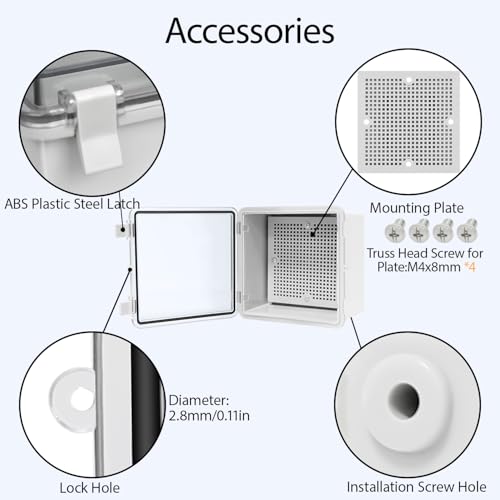 ABS Plastic Dustproof Waterproof IP65 Junction Box Hinged Shell Universal Electrical Project Enclosure Gray, with PC Transparent Clear Cover 5.9 x 5.9 x 3.5inch(150 x150 x90mm) - size: 5.9" x 5.9" x 3.5" (1pc)