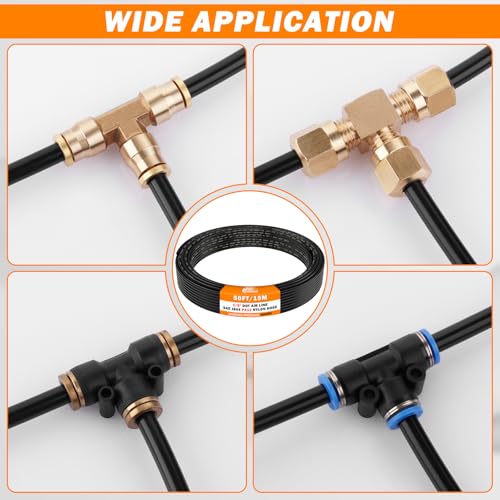 CheeMuii 1/8 DOT Air Line 50 FT 1/8" PA12 Nylon Pneumatic Tubing 15.2 Meter 1/8 Inch OD Pneumatic Air Tubing Pipe Hose Line for Semi Truck Trailer or Industrial Air System - color: Black, size: 1/8"OD-50FT