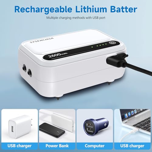 Aquarium Air Pump Rechargeable Aerator for Bait Bucket, Portable Battery Powered Air Pump for Aquarium, Fish Tank Air Pump Bubbler Aerator for Outdoor Fishing - style: 1 outlet 2600mAh