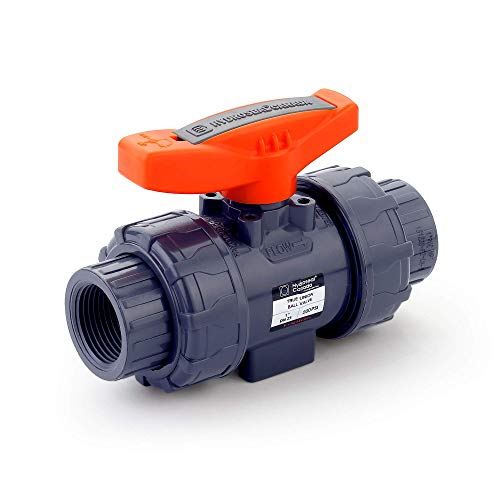 HYDROSEAL Kaplan 1” PVC True Union Ball Valve Threaded (NPT) with Full Port, ASTM F1970, EPDM O-Rings and Reversible PTFE Seats (1'') - size: 1''