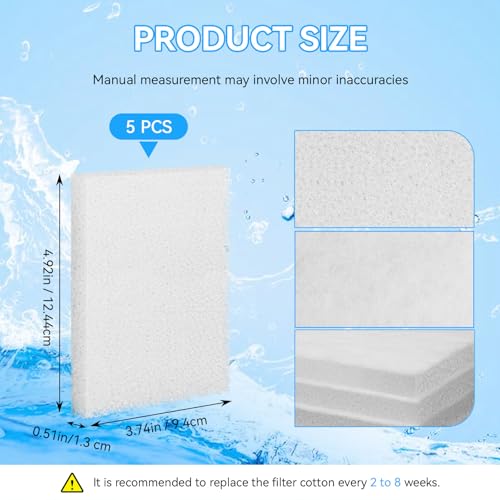 Magluv C2 Poly Foam Pad Fit for Fluval C2 Power Filter White Filter Foam Aquarium Filter Pad Media Replacement, 14008, 5-Pack (C2) - color: C2