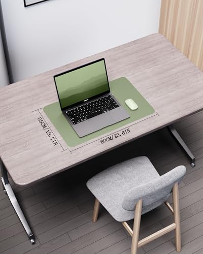 YSAGi Double-Sided Desk Pad, 23.6"x13.7"Leather Desk Mat, Eco Cork Desk Pad Protector,Large Mouse Pad,Waterproof Desk Blotter for Office/Home(Bamboo Green) - color: Bamboo Green, size: 23.6" x 13.7"