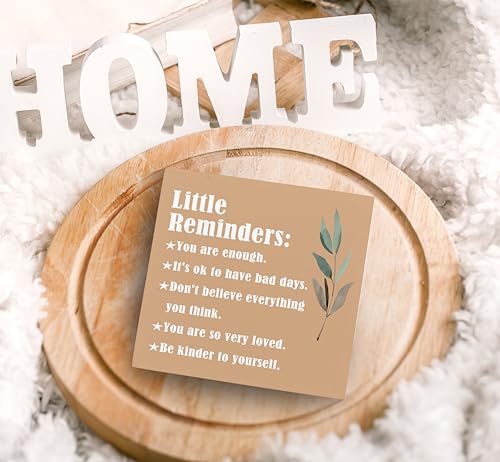 SRADMO Inspirational Little Reminders Wood Box Sign Desk Decor, Inspirational Desk Decor, College Motivational Positive Affirmation Gifts Box Sign For Office Home Dorm Tabletop Decoration(Orange) - color: orange, size: 5″×5″