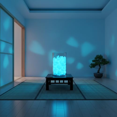 Shiny Stone Glow in The Dark Aquarium Neon Gravel Sand, Decorative Rocks for Fish Tank and Fairy Garden, Home Dec,305g/0.67lbs (8-15mm, Sky Blue) - color: Sky Blue, size: 8-15mm