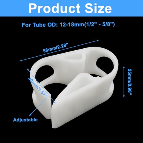 1/2" - 5/8" Plastic Tubing Clamps, 5 Pcs Adjustable Tube Clamp, Peg Tube Clip, Laboratory Pinch Valve Flow Control Hose Clamp for Control Wine, Beer Bottle and Infusion Bottle (White) - size: 1/2" - 5/8"