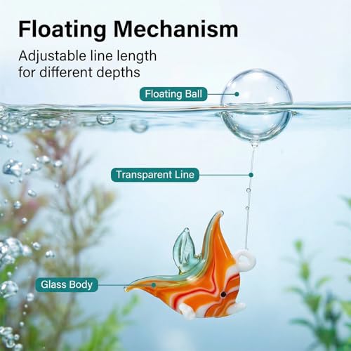 Hand Blown Glass Fish Figurines with Floats, Set of 3 Small Tropical Sea Animal Decor (A) - color: Multi-colour -a
