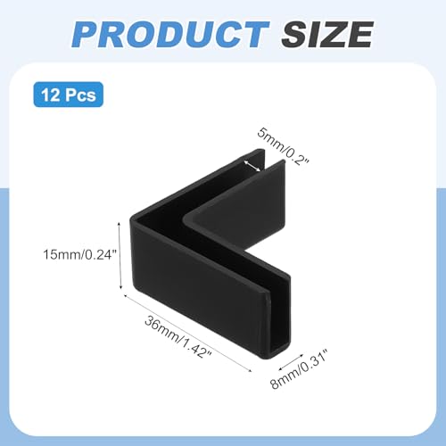 uxcell 12Pcs Plastic Glass Connector, Suitable for 5mm Thick l Shaped Glass to Glass Clamp, Fixing Bracket Rimless Clip Holder for Aquarium Fish Tank Display Shelves, Black - color: Black, size: 5mm