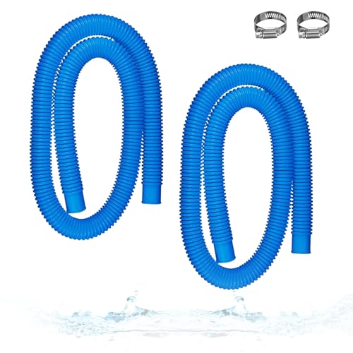 1.5" x 59" Pool Hoses for Above Ground Pools – 2-Pack Pool Pump Replacement Hose with 8 Clamps, Compatible with Intex, Coleman, Summer Waves Pool Pumps & Filters (Blue 2pcs-1.5“) - color: Blue 2pcs-1.5“