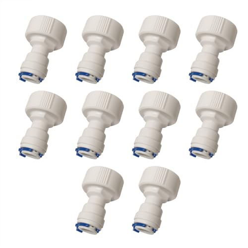 MALIDA 3/4 inch GHT Female Thread to 3/8 inch OD Quick Connect Adapter for RO Water Filter,NSF Certified Push to Connect Plastic Tube Fittings. （Pack 10） - size: 3/4" GHT thread to 3/8"