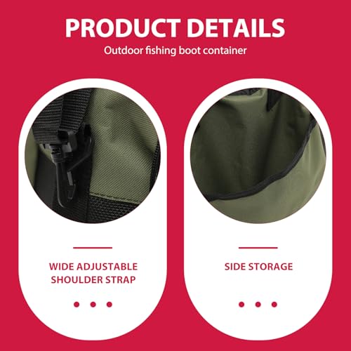 Toddmomy Adjustable Outdoor Fishing Wader Bag Waterproof Boot Storage Container with Ventilated Mesh for Fishing Boots and Waders 15.74X12.59X9.05In