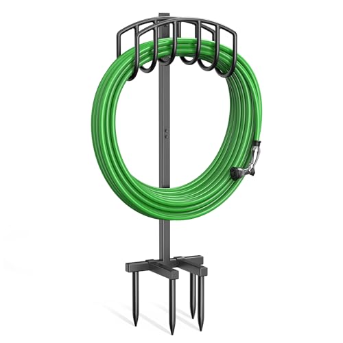 Garden Hose Holder, Detachable Metal Water Hose Holder Stand, Heavy Duty Freestanding Garden Hose Reel Rack and Hose Storage Organizer for Outside Yard