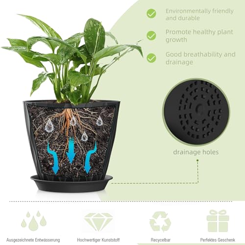 4/4.5/5/5.5/6/6.5/7 Inch Plant Pots,7 Pack Flower Pots with Drainage Holes and Trays,Plastic Planters for Indoor Outdoor Plants Growth,Black - color: Black, size: 7+6.5+6+5.5+5+4.5+4inch