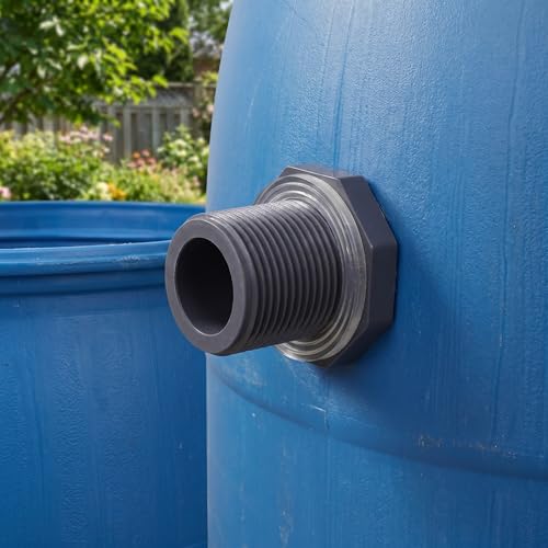 8 Pcs 3/4 Inch Bulkhead Fitting Gasket Bulkhead Water Connector Double Threaded PVC Bulkhead Adapter with Plugs for Rain Barrels,Aquariums,Water Tanks,Tubs,Pools