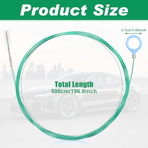 Auto Sunroof Drain Cleaning Tool,197Inch Long Pipe Cleaner for Car,Flexible Tube Cleaning Brush with 2Pcs 7.9inch Cleaning Brush Skinny Pipe Drain Dredge Cleaning Tool for Car Sunroof Wiper Drain Hole - size: 500cm
