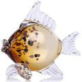 LCCCK Large Hand Blown Glass Fish Figurines, Aquarium Sea Glass Art, Fish Statue Sculpture Modern Coastal Accent - for Beach Knick Knacks, Coffee Tables, Nautical Offices Centerpiece (Gold) - color: Gold