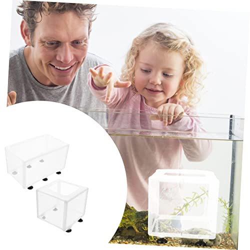 YARNOW 2pcs Fish Breeding Isolation Box Adjustable Aquarium Separator Cups for Fish Tank Convenient Net for Juvenile and Sick Accessory