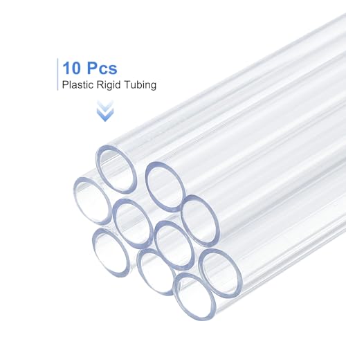 uxcell 10 Pcs Clear Plastic Rigid Tubing 8mm ID x 10mm OD, 0.5 Meters Length Round Polycarbonate Tubing for Aquarium Water Pipe, Water Cooling System, Plumbing - size: 8mm x 10mm