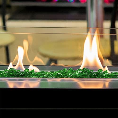 Onlyfire 1/2-Inch Polygon Fire Glass, 10 Pound Pack Glass Rock for Fireplace Fire Pit & Lanscaping, High Luster Green - color: Green, size: 1/2 inch