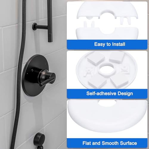 uxcell 4pcs Wall Split Flange 70mm / 2.8" OD Escutcheon Plate ABS Round Self-Adhesive Plumbing Cover Plates for 16mm / 0.6" Dia Water Pipe Faucet Decoration Accessories, White - color: White, size: 16mm
