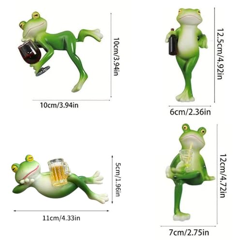Realistic Frog Resin Figurine Glass Fish Tank Edge Hanging Ornament Outdoor Garden Flower Pot Rim Decor Animal Statue for Aquarium Patio Yard Home Decoration (Edge Accessory-4 Pack) - color: Edge Accessory-4 Pack
